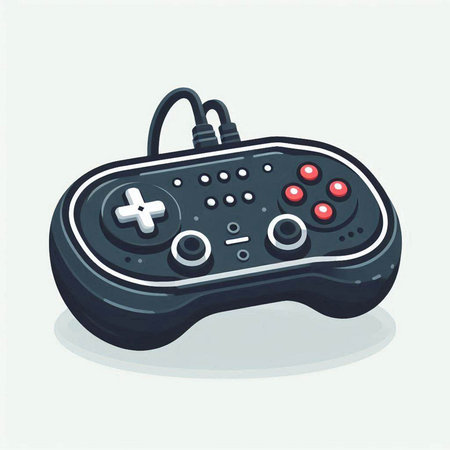 Retro video game controller isolated on white background. Vector illustration.のイラスト素材