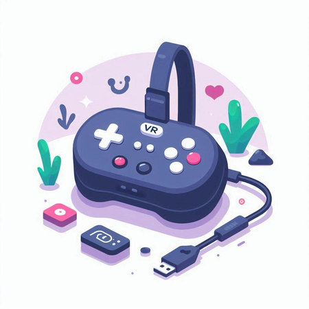 Gamepad isometric vector illustration. Game console with joystick and remote control.のイラスト素材