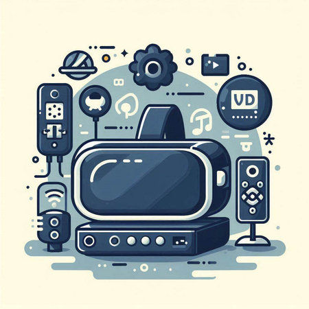 Retro television with media icons. Vector illustration in flat style.のイラスト素材