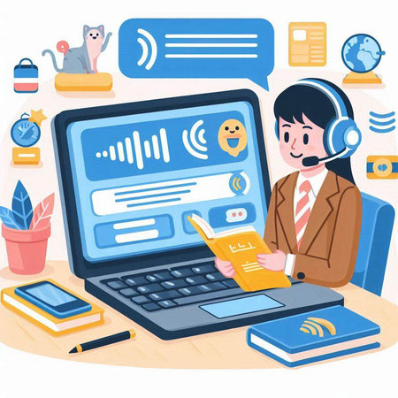 Man working at home on his laptop and reading a book. Vector illustration.のイラスト素材