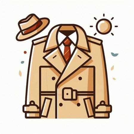 Vector illustration of a man's coat with a hat and sunglasses.のイラスト素材