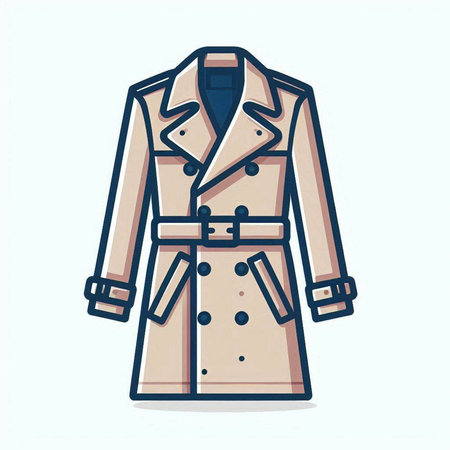 Beige trench coat, vector illustration, isolated on white background.のイラスト素材