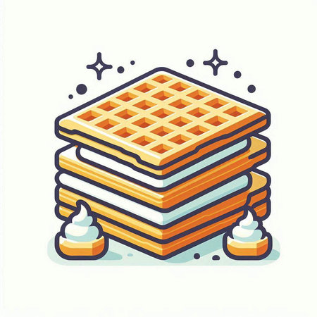 Vector illustration of a stack of waffles on a white background.のイラスト素材