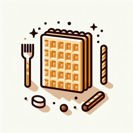 Waffle isometric icon. Vector illustration in flat design style.のイラスト素材