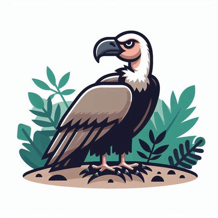 Vulture in the desert. Vector illustration of a vulture.のイラスト素材