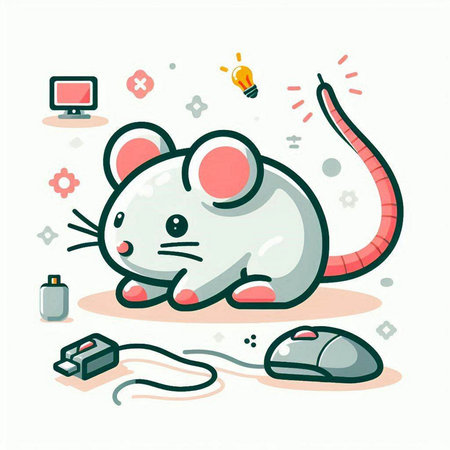 mouse and computer mouse on white background, vector illustration eps10のイラスト素材
