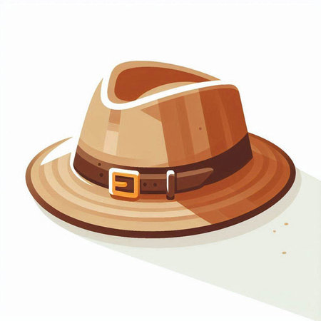Illustration of a brown cowboy hat isolated on a white background.のイラスト素材