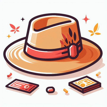 Hat, book and glasses on a white background. Vector illustration.のイラスト素材