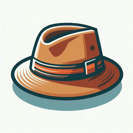 Illustration of a brown hat on a white background, vector illustrationのイラスト素材