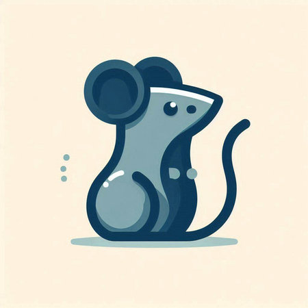 Vector illustration of a gray mouse on a light background. Vector illustrationのイラスト素材