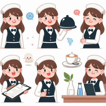 Nurse character set. Cartoon illustration of nurse character set for web designのイラスト素材