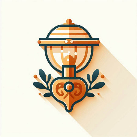 Lantern icon. Flat design style with long shadow. Vector illustration.のイラスト素材