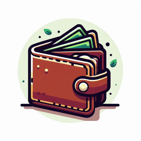 Wallet with money. Vector illustration in cartoon style on white background.のイラスト素材