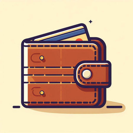 Wallet with credit card icon, vector illustration. Flat design style.のイラスト素材
