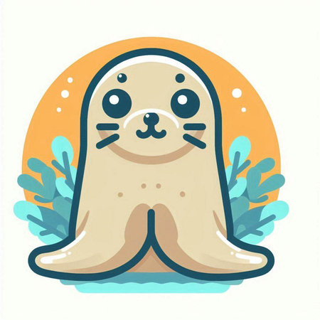 Cute seal. Vector illustration in flat style on white background.のイラスト素材