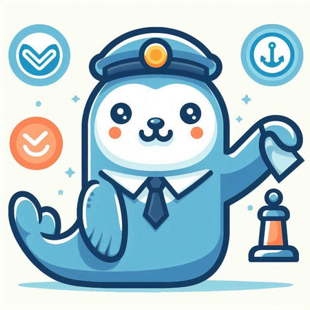 Cute cartoon penguin in a pilot's hat. Vector illustration.のイラスト素材