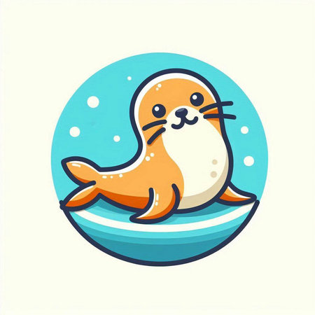Cute seal cartoon. Sea animal. Vector illustration in cartoon styleのイラスト素材