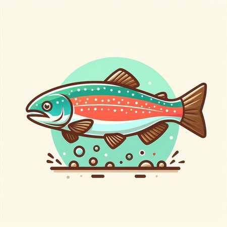 Rainbow trout. Vector illustration of a trout in flat style.のイラスト素材