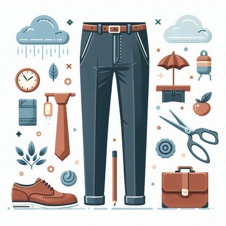Men's fashion and accessories set. Vector illustration in flat style.のイラスト素材