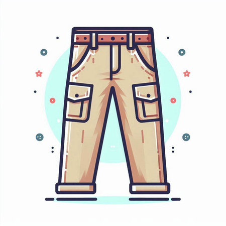 Jeans vector icon, thin line flat design. Vector illustration.のイラスト素材
