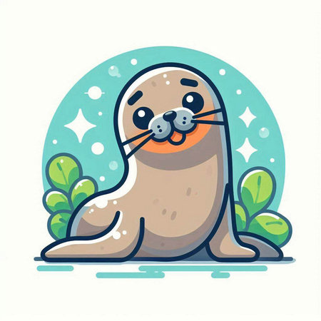 Cute seal. Vector illustration in cartoon style. Cute animal.のイラスト素材