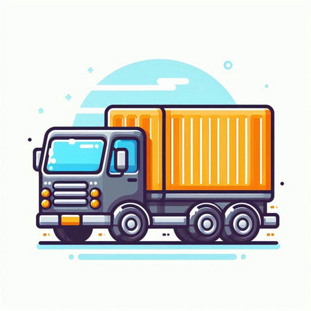 Cargo truck icon, flat vector illustration isolated on white background.のイラスト素材