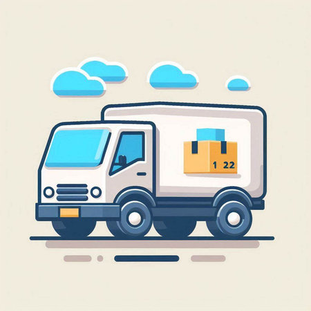 Delivery truck with cardboard boxes. Delivery service concept. Vector illustration.のイラスト素材