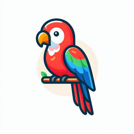 Parrot icon. Vector illustration of cute parrot isolated on white backgroundのイラスト素材