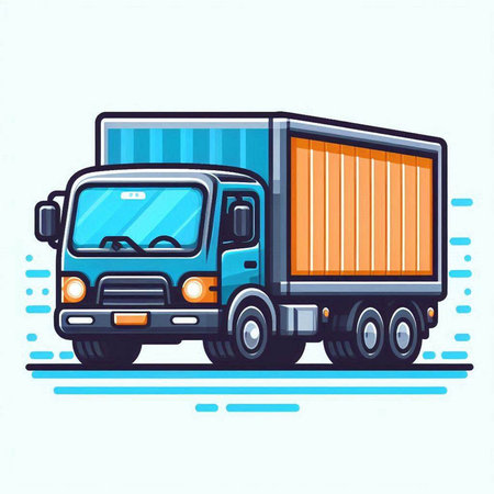 Cargo truck isolated on white background. Flat style vector illustration.のイラスト素材