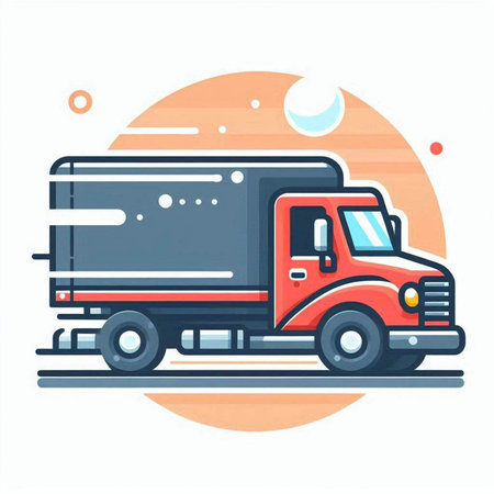Truck with cargo. Vector illustration in flat style on white background.のイラスト素材