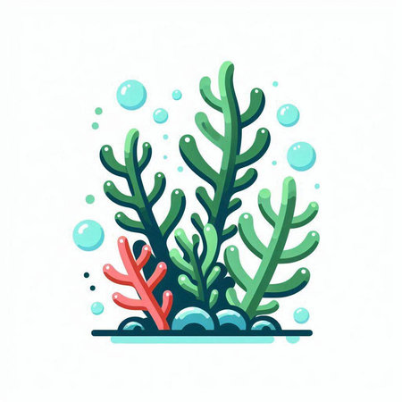 Coral. Underwater world. Colorful cartoon vector illustration.のイラスト素材