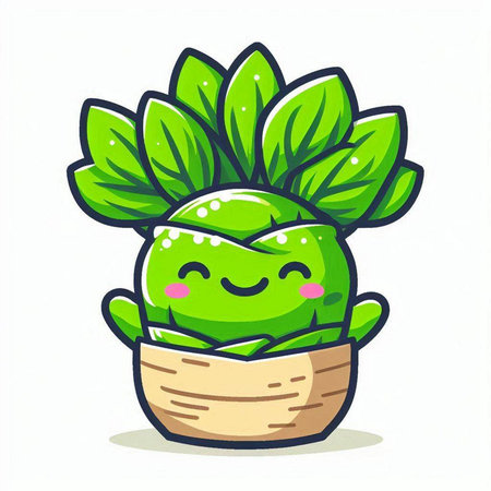 Cute kawaii kawaii kawaii kawaii kawaii cactus in basket vector illustration.のイラスト素材