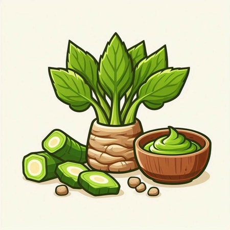 Cucumber and aloe vera in a bowl. Vector illustration.のイラスト素材