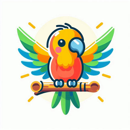 Cute parrot with wings and a baseball bat. Vector illustration.のイラスト素材