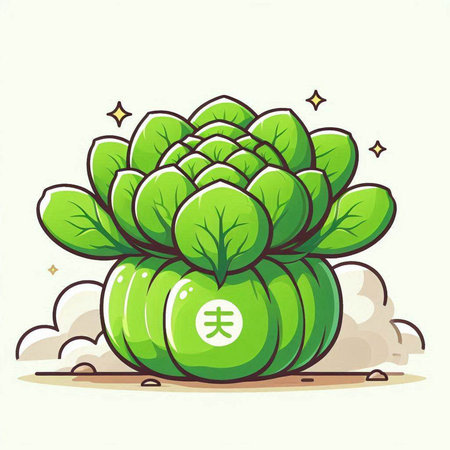 Vector illustration of chinese cabbage in cartoon style. Vegetarian food.のイラスト素材