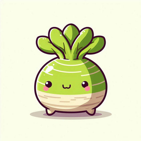 cute kawaii turnip vegetable cartoon vector illustration graphic designのイラスト素材