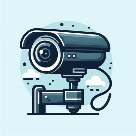Vector illustration of security camera in flat style. Security camera icon.のイラスト素材