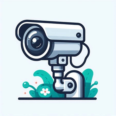 Vector illustration of security camera in flat style. Cctv icon.のイラスト素材