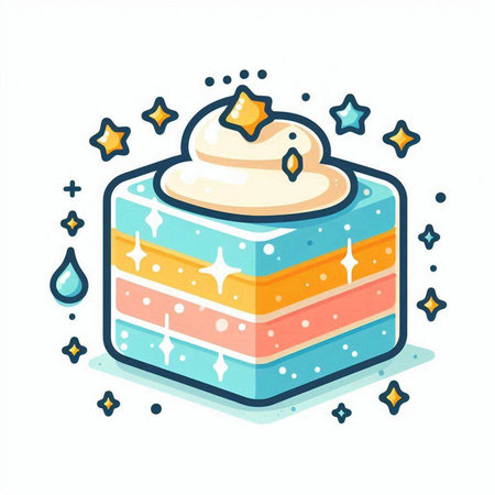 Cake with cream. Vector illustration in doodle style.のイラスト素材