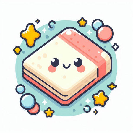 Cute kawaii sponge. Vector illustration in cartoon style.のイラスト素材