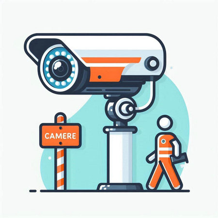 CCTV security camera or surveillance system. Vector illustration in flat styleのイラスト素材