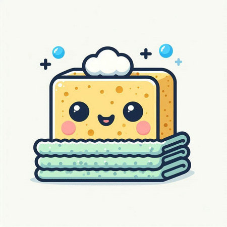 Cute sponge icon in flat style. Vector cartoon character illustration.のイラスト素材