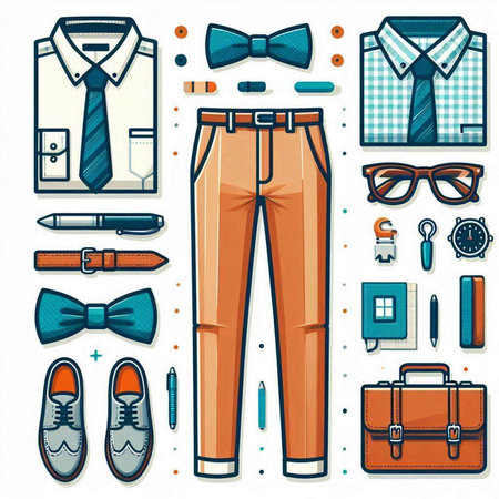 Vector illustration of a set of men's clothes and accessories. Vector illustrationのイラスト素材
