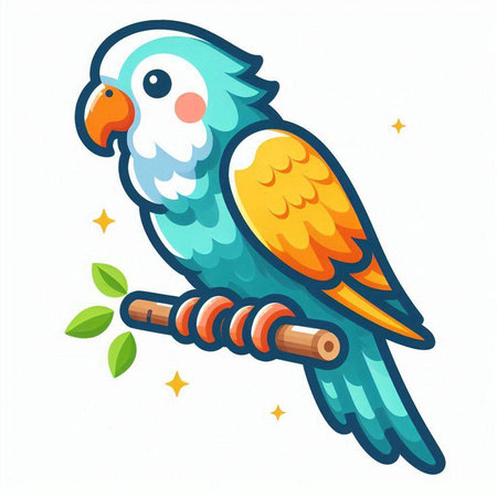 Parrot isolated on white background. Vector illustration in cartoon style.のイラスト素材