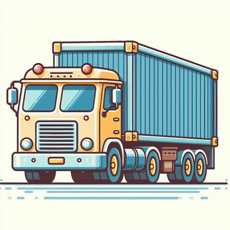 Vector illustration of a semi-trailer truck on white background.のイラスト素材