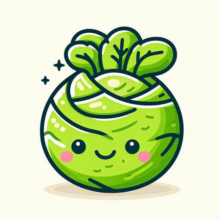 Cute kawaii kawaii kawaii kawaii cabbage. Vector illustrationのイラスト素材