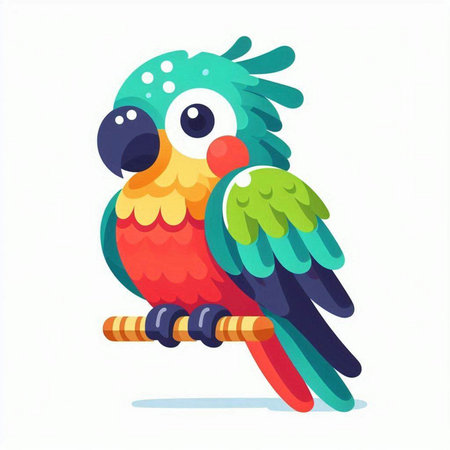 Cute colorful parrot isolated on white background. Vector illustration.のイラスト素材