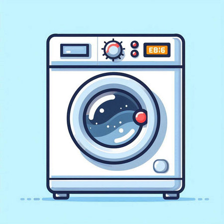 Washing machine vector illustration. Washing machine isolated on blue background.のイラスト素材