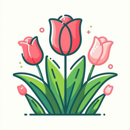 Tulips. Spring flowers. Vector illustration in flat style.のイラスト素材