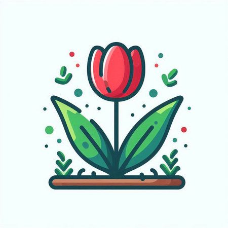 Tulip flower icon. Vector illustration in flat linear style.のイラスト素材